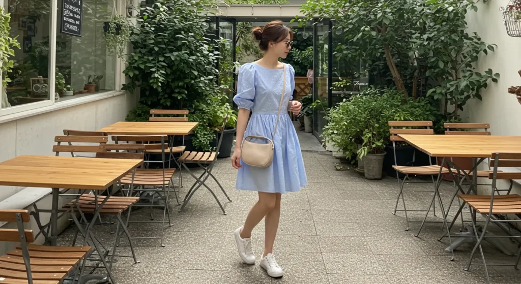 what color shoes to wear with light blue dress